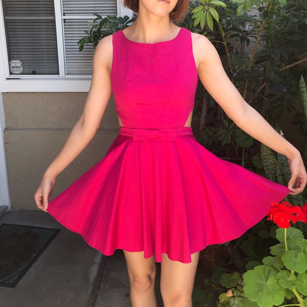 Vintage bright pink Double Zero cotton mini dress